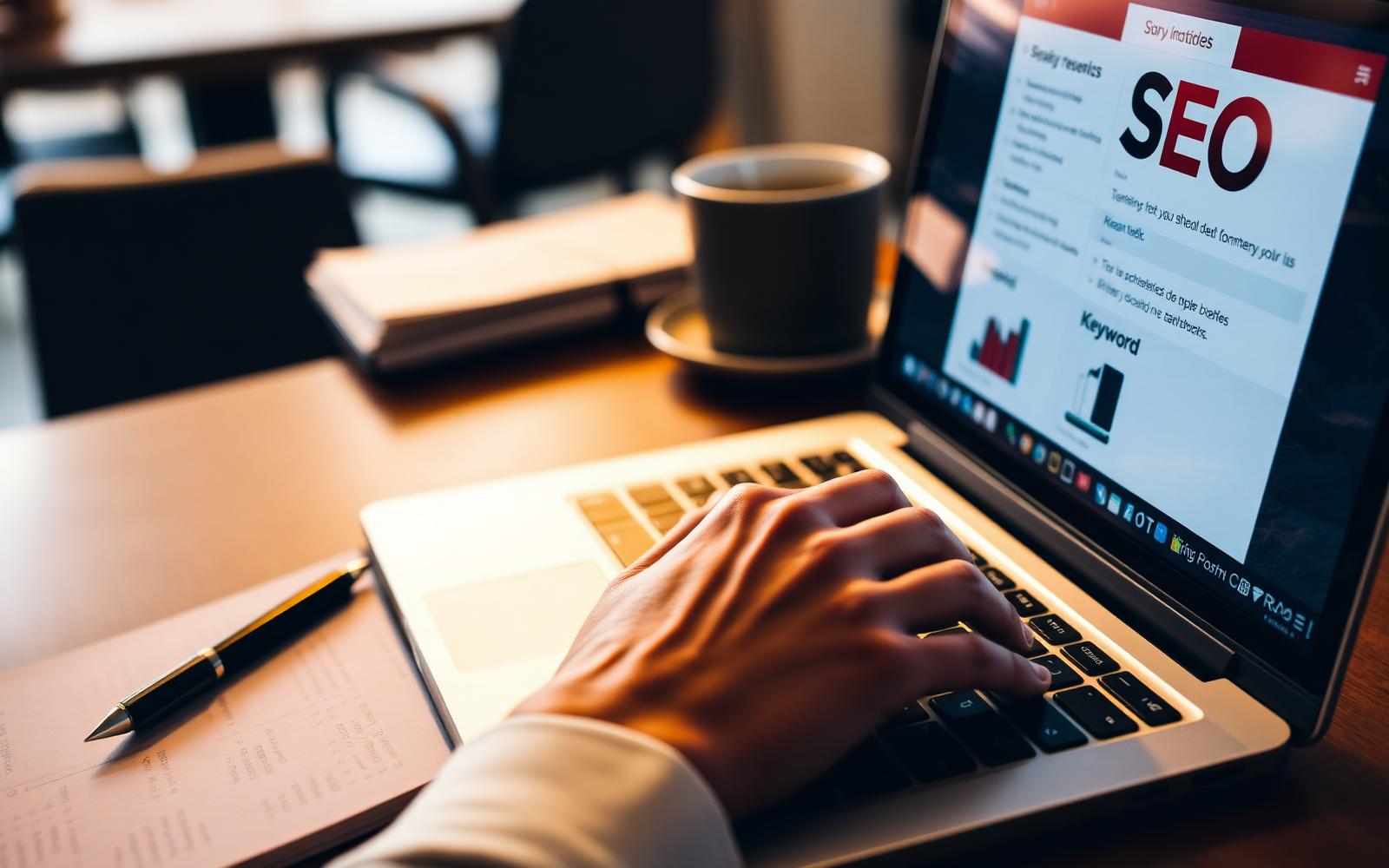 Search analyst reviewing keyword data